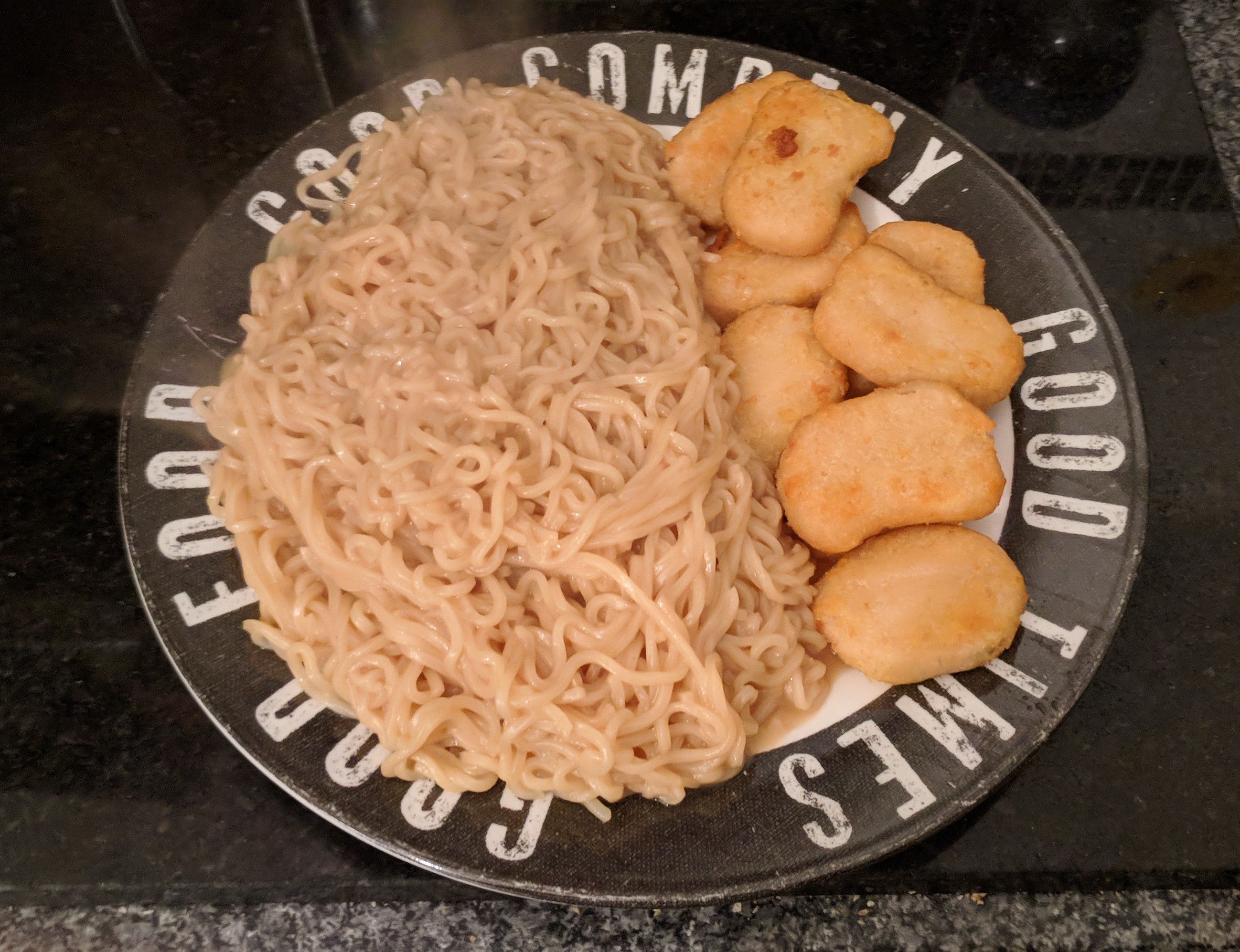 Quorn nuggets and noodles